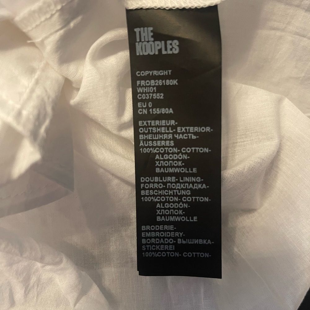 The Kooples White Long Sleeve Mandarin Collar Gown %100 cotton - Picture 6 of 6